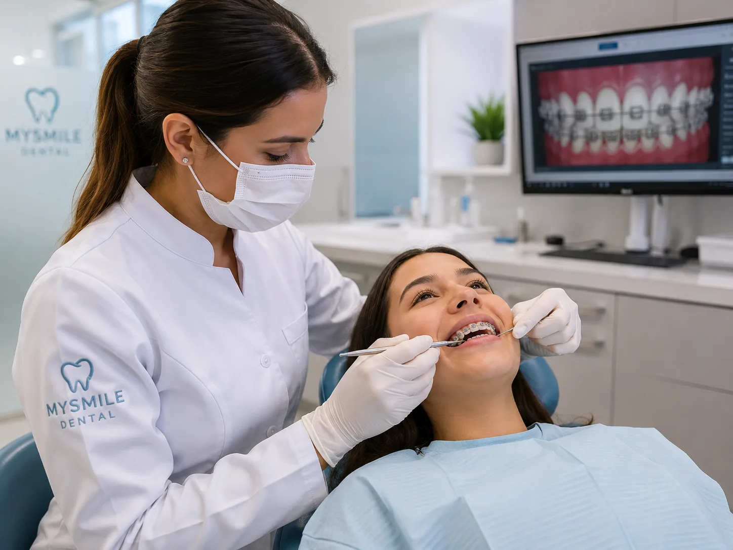 Procedimento de aparelhos ortodônticos sendo realizado na MySmile Dental