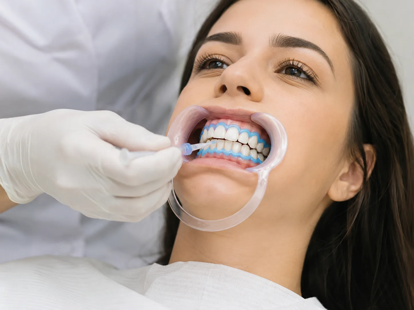 Procedimento de clareamento dental sendo realizado na MySmile Dental